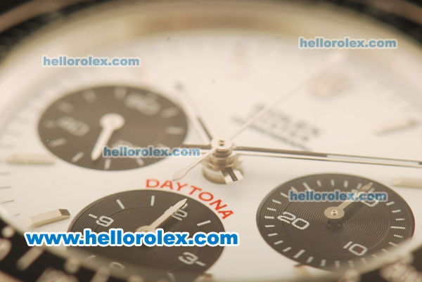 Rolex Daytona Vintage Chronograph Swiss Valjoux 7750 Steel Case/Strap with White Dial and Silver Markers - Click Image to Close